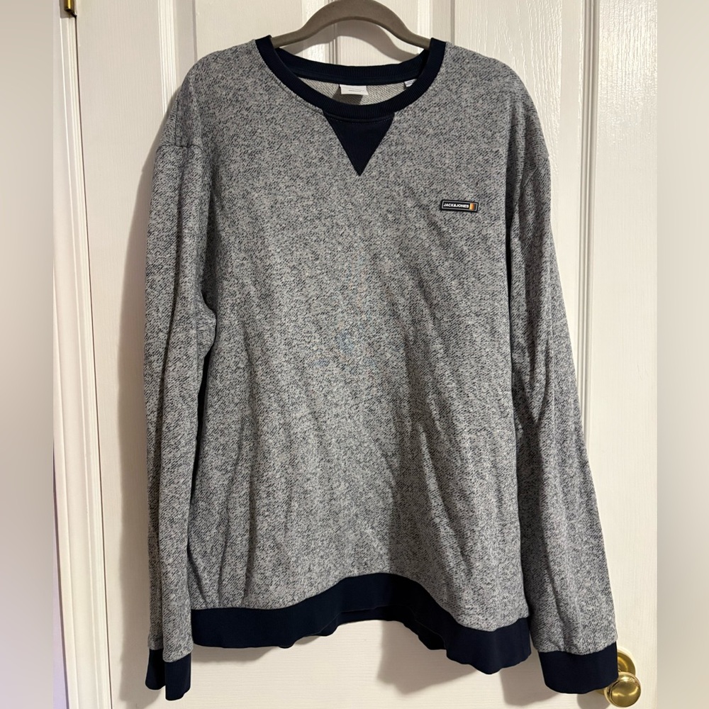 Jack & Jones Blue/Grey Lightweight Crewneck Sweatshirt